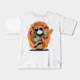 Monkey Play Guitar Kids T-Shirt